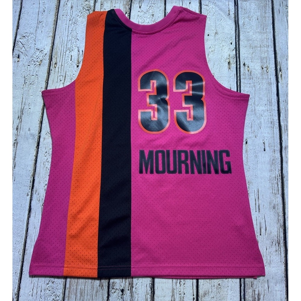 MITCHELL & NESS ALONZO MOURNING L MIAMI HEAT JERSEY $135 RELOAD SWINGMAN PINK - Picture 8 of 9